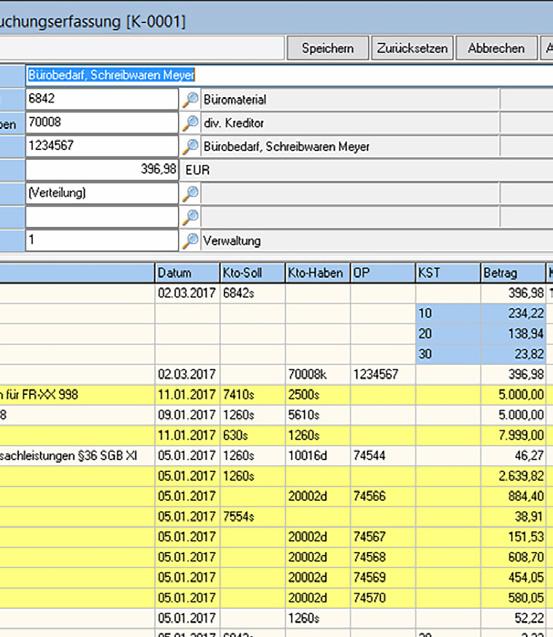 Stammdaten Buchung SWING-Rechnungswesen die w Stammdaten Editierbarer Kontenrahmen, SKR 45 laut PBV enthalten Frei gestaltbare Nebenkontenpläne Umfangreiche Budgetverwaltung auf Sachkonten- oder