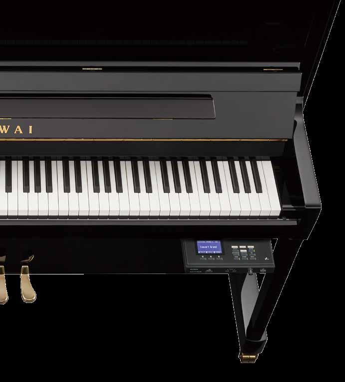 Die digitalen Optionen erweitern die Möglichkeiten eines traditionellen akustischen Klaviers über das Spielen hinaus.