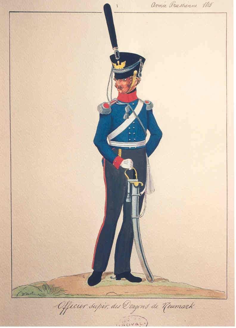 rechts in Dienstuniform (Francke) Auch bei Fahnenweihen wurde Parade getragen: Schlesisches Kürassier-Regiment bei der Fahnenweihe in Paris am 3. September 1815 7 Abbildung 9:Stabsoffizier des 7.