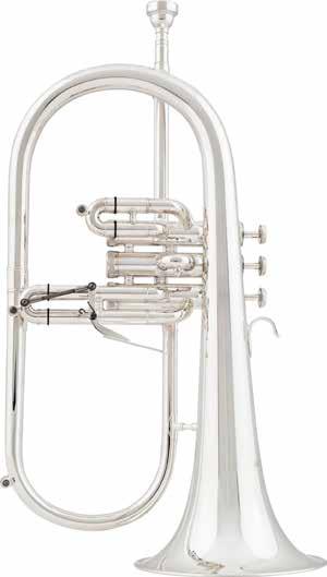 Trompete Kornett Flügelhorn Zylinder-Trompete ATR - 4000 Konzertrompete, 3 Zylinderventile, Neusilber-Mundrohr, Trigger und