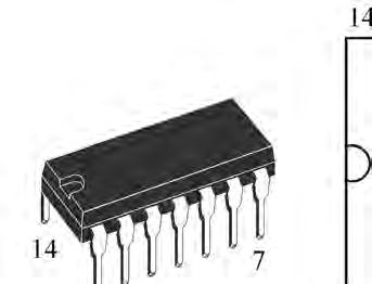 16 Kapitel 1: Bauteile Abb. 1.7: Der Tastschalter 1.7 Vierfaches NAND-Gatter 4011 Eine integrierte Schaltung (IC) enthält viele Bauteile in einem Gehäuse.