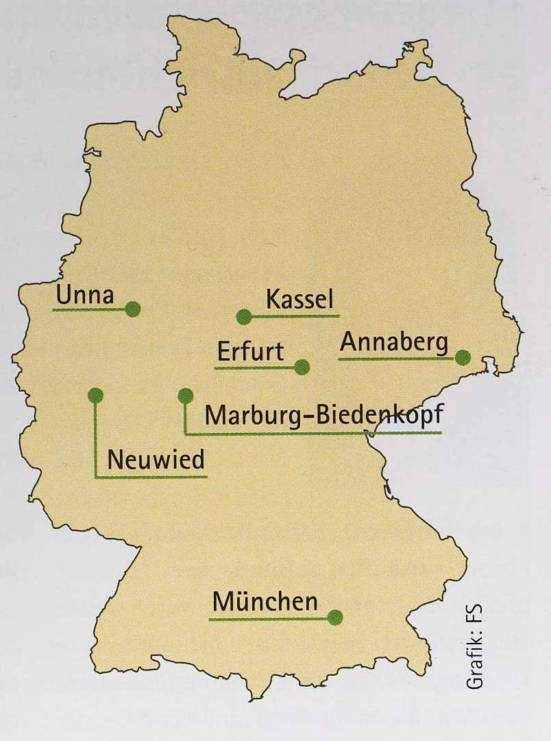 Die Regionen Bayern: München Hessen Marburg Biedenkopf & Kassel Nordrhein Westfalen: Unna Rheinland Pfalz : Neuwied ( und