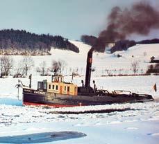 28 Bau und Betrieb der Anlagen Auch im Januar 1954 musste Dampfeisbrecher Kachlet Eisaufbruch verrichten, damit die Eisschollen