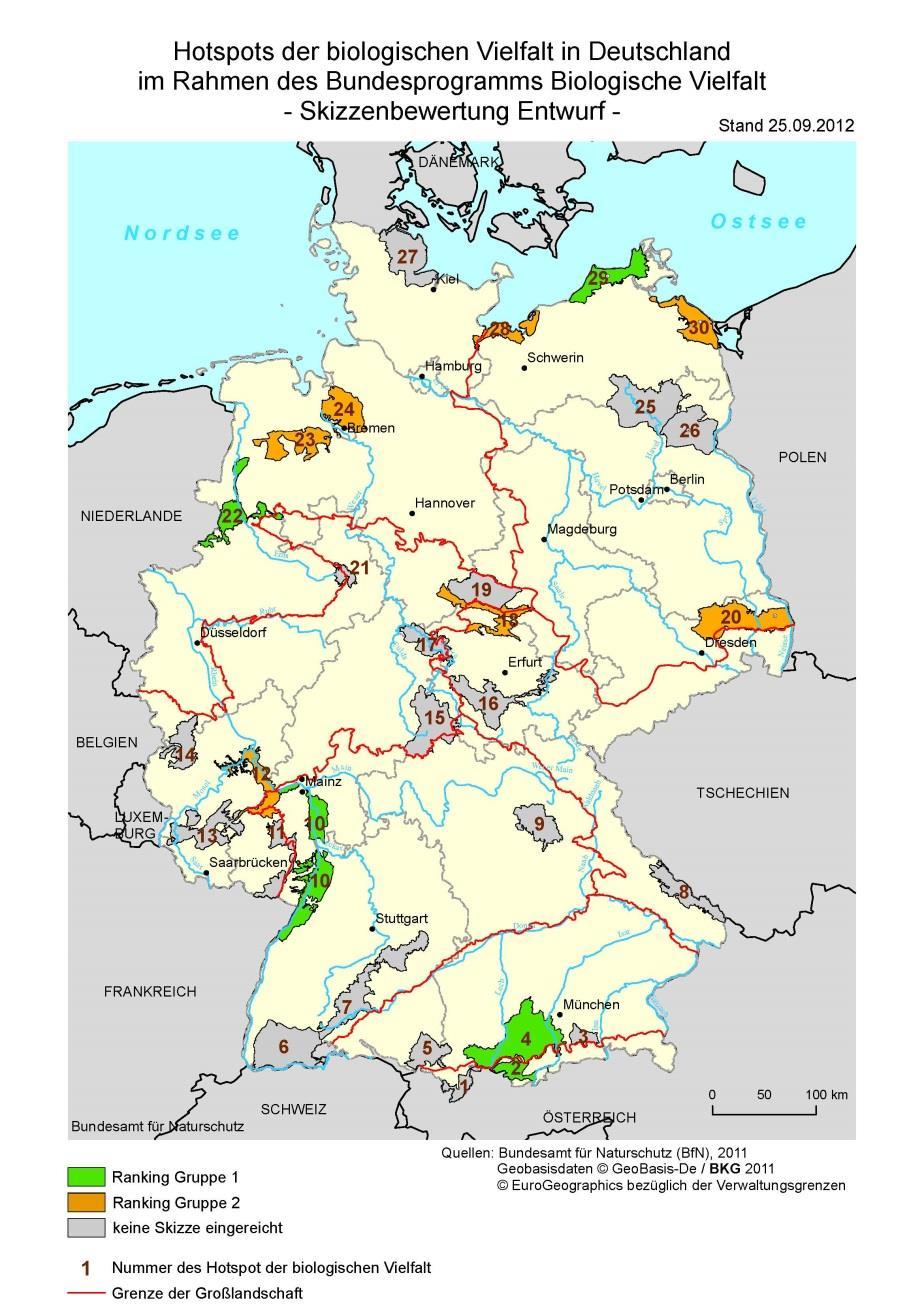 2. Förderschwerpunkt: Hotspots der biologischen Vielfalt Regionen in Deutschland mit einer besonders hohen Dichte und Vielfalt charakteristischer Arten, Populationen und Lebensräumen Wege zur