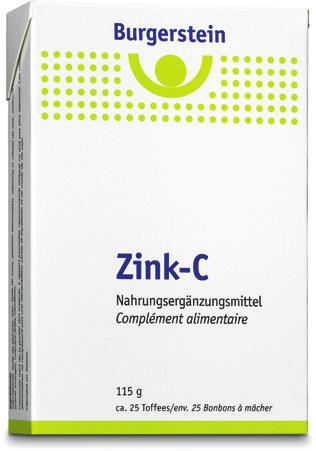 Burgerstein Zinkvital enthält gut verwertbares, organisches Zinkbisglycinat. Burgerstein Zink-C Wohltuend für Rachen und Hals.