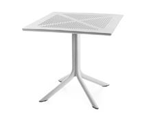 Äußerst stabil und standfest Die robuste Tischplatte mit Lochmuster im Format 80 x 80 cm ist stabil und bruchsicher.