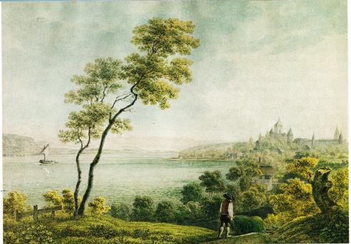 Abbildung 30: Blick von Merlach Richtung Murten (anonym, um 1830)