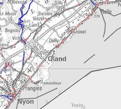 Abbildung 5: Nyon bis Rolle (IVS-GIS, 2012) Ebel berichtet auch vom Städtchen Rolle im Kanton Leman, welches sich am Ufer des Genfer-Sees befindet.