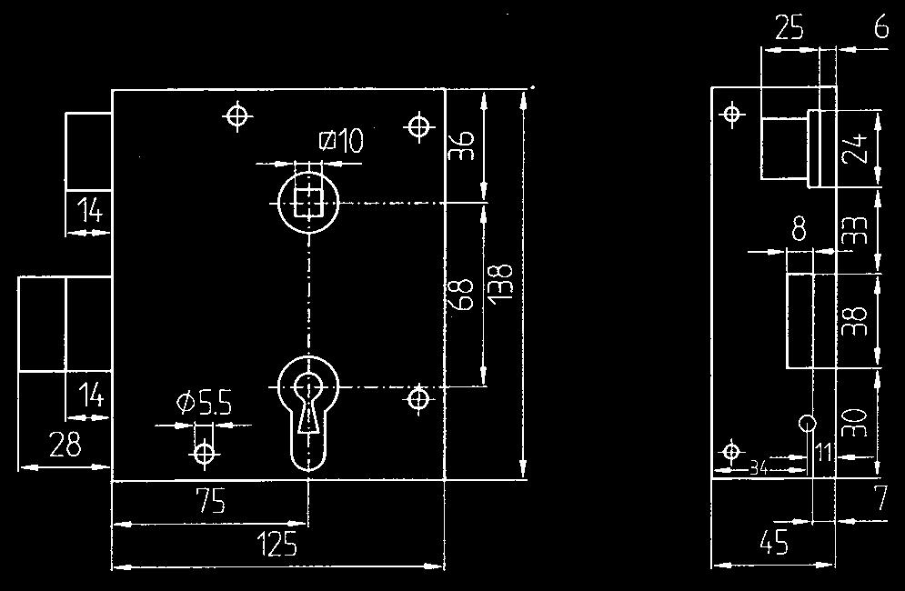 2.II.2. Haustürkastenschlösser mit schießender Falle, Buntbart oder vorgerichtet für Profilzylinder Rim locks for main entrance doors with sliding latch,