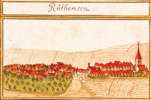 Ortsansicht von Rutesheim von 1682 nach Andreas Kieser.