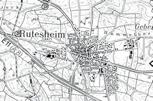 ab 1970 Bild 1: Karte von Rutesheim 1980 Bild 2: Das Neue Rathaus wurde 1977 bezogen Rutesheim verändert sich Eine aufstrebene Zeit Die Jubiläumsfeierlichkeiten zur 1 200-Jahrfeier 1967 waren vorbei.