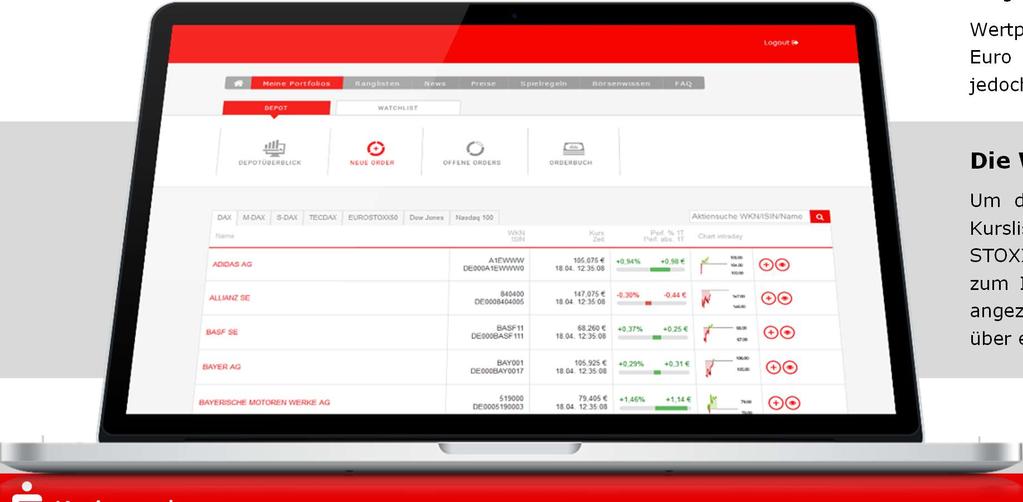 Spielregeln Kompakt Handelsplatz und Kursversorgung Gehandelt wird an der Börse Stuttgart. Die Wertpapierkurse werden in Realtime (Echtzeit) angezeigt.