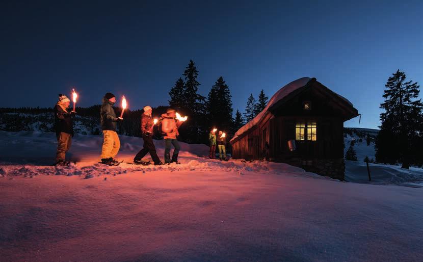 90.- Schneeschuhtour mit Fondue in der Alphütte «Der Mond legt seinen Schein über die verschneite Berglandschaft und vollführt ein magisches Schattenspiel.