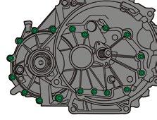 Getriebegehäusedeckel 5. Gang (Pfeil) entfernen. 4 Differential (1) herausheben. 8 Dichtflächen reinigen. Lagerbolzen (1) herausziehen (Pfeil). Schaltgabel (2) ausbauen.