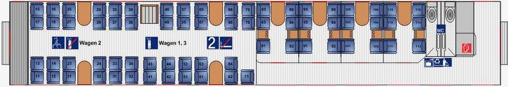 Wagen 8 (WRmz 804) 4 Stehplätze im BordBistro 4 Sitzecken im BordBistro 24 Sitzplätze