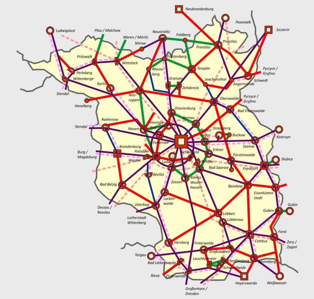 Abbildung 6: Potenzielle Korridore für ein Landesbusnetz in