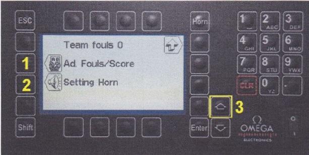 "Fouls Score" darf nicht aktiviert sein, wenn aktiv mit Taste (1) im Untermenü deaktivieren. Mit "Clear All. (3) werden alle Eingaben gelöscht und mit "Enter" Taste (4) werden die Eingaben bestätigt.