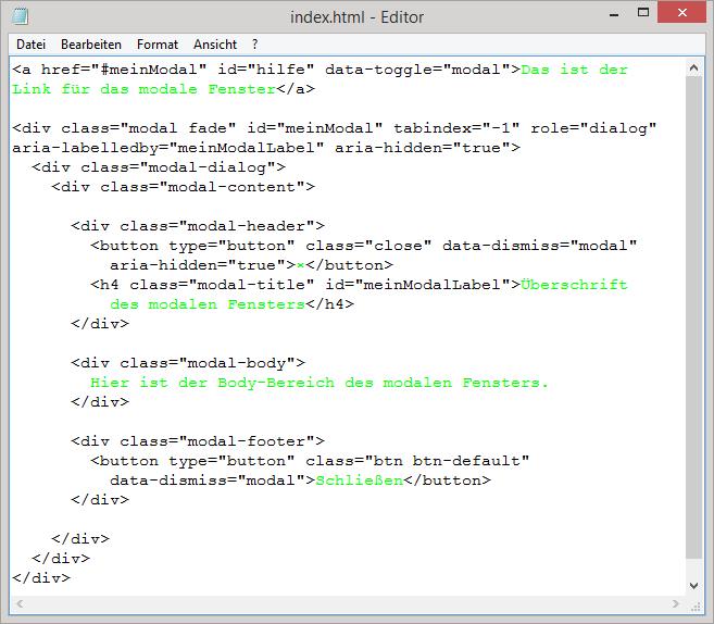 15 Einführung in JavaScript: Modale Fenster 248 Abb. 299: HTML-Quelltext ändern in index.html 15.