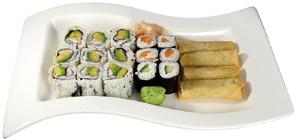 A,B,D 9,00 4 Minirollen, 6 Sushi, 3 Maki A2 Asia Teller 2 A,D,N 9,00 4 Minirollen, 9