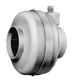 Ventilatoren A02 Helios-Radial - Rohrventilatoren für den Anschluß an runde Leitungen von 100 bis 315 mm Durchmesser. Gehäuse aus verzinktem Stahlblech, Wechselstrom 230V, 50Hz.