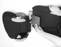 3.1 Befestigen der Rückenlehne er Kindersitz besteht aus einem Sitzkissen 1 und einer Rückenlehne 2 mit verstellbarer Kopfstütze 3.