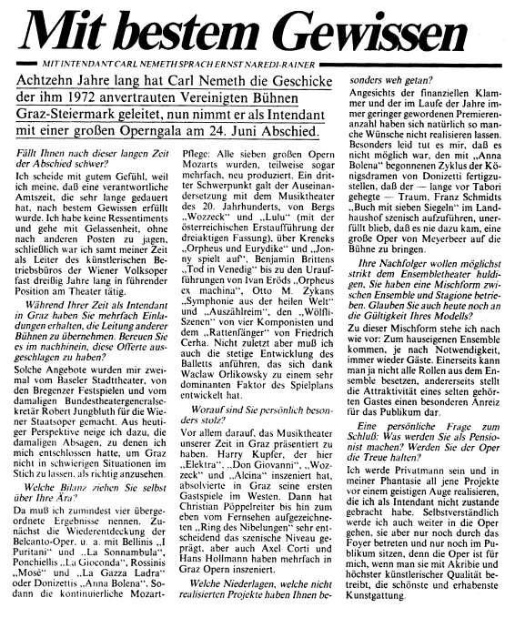 Interview mir Carl Nemeth in der Kleinen Zeitung (19.