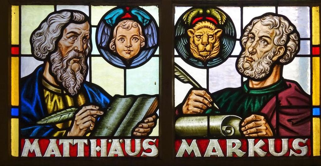 Auch die vier Evangelisten (Matthäus, Markus, Lukas und Johannes), deren Bücher man in der Bibel im