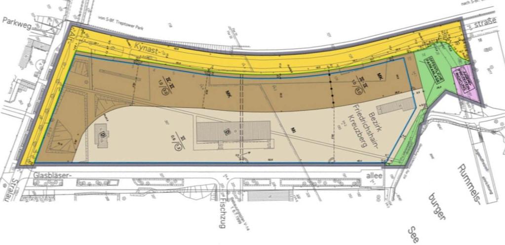 Bebauungsplan V-13 dunkelbraun: Kerngebiet (überwiegend Gewerbe, Handel,