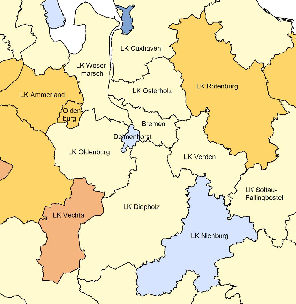 Positionierung des Landkreises Verden und der angrenzenden Kreise und Städte im Prognos Zukunftsatlas 2010 Stadt Bremen (Rang 291) Einwohner: 547.