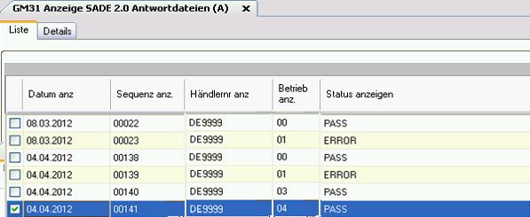 - Sind die Spalten Antwortstatus / Antwortcode / Beyond-Envelope-ID nicht gefüllt, so wurde die entsprechende Datei nicht an Opel versendet bzw. nicht von Opel bestätigt.