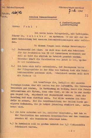 Der Funktionswandel der KZ-Häftlingsarbeit 1939 1945 2.1 Mitteilung Himmlers an den Chef des SS-Wirtschafts-Verwaltungshauptamtes, Pohl, vom 7. Juli 1942.