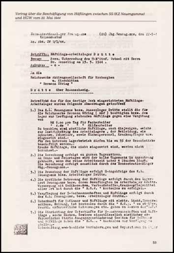Walther-Werke Mobilisierung für die Kriegswirtschaft: KZ-Zwangsarbeit in der Rüstungsproduktion 2.1 Mitteilung des KZ Neuengamme an die Reichswerke Hermann Göring vom 22.