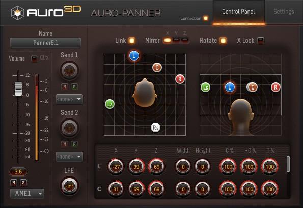 Der Auro-Panner erlaubt quasi-objektorientiertes Panning innerhalb des 3D-Raumes.