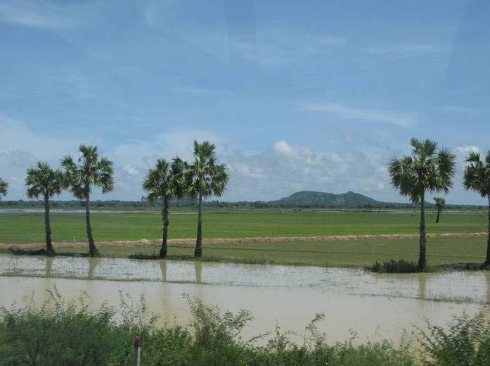 2: typische Landschaft Kambodschas Quelle: JULIA MEINHARDT Zwei Drittel Kambodschas bestehen aus dem kambodschanischen Becken, dessen größte Flüsse der Mekong und der Tonle Sap sind.