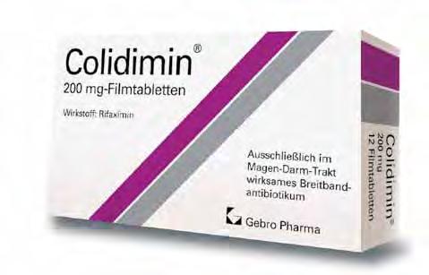 C oli di min R i f a x i m i n Colidimin auf einen Blick Resorption Rifaximin wird nur zu < 1 % resorbiert und ist ausschließlich im Magen-Darm-Trakt wirksam (8).