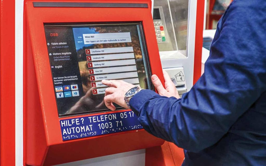 SCHWERPUNKT ÖBB Die ÖBB testen in Wien Automaten, die die gleichen Abläufe bieten wie der Ticketkauf via Smartphone, Tablet oder PC.