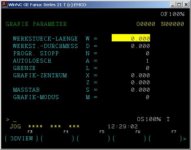 AUFRUF VON WIN 3D-VIEW Aufruf aus WinNC FANUC 21 TB Wählen Sie das gewünschte Teileprogramm an. Aufruf am PC: Drücken Sie ). Erweitern Sie die Softkeyleiste mit ). Drücken Sie den Softkey "GRAFIK".