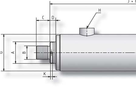DIFFERENTIALZYLINDER MIT BODENFLANSCH Differentialzylinder mit Bodenflansch Typ Kolben- Kolben- stangen- A B C D E Fe8 G H W-Rohr (Standard) Metr.