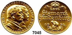 HINDENBURG IN NUMMIS 9 Karl Goetz, 1931 7045 5 Reichsmark 1931 (Gold 985). 60. Jahrestag des Deutschen Reichs. Doppeltes Brustbild von Hindenburgs und von Bismarcks rechts.