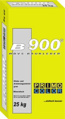 Bezeichnung Art.-Nr. Preis/VE Primo Color B900G Hochwertiger, Klebeund Armierungsmörtel, grau.