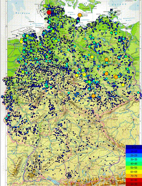 Installierte Windkraft und Auswirkungen Zunahme und Konzentration von Windkraft in Norddeutschland Stärkere Beanspruchung der Netze und Auswirkungen auf Netzführung Fluktuierende Einspeisung von