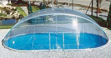 140 ABDECKUNGEN Cabrio Dome Im Handumdrehen verwandelt der Cabrio Dome, aufgrund seines innovativen Konzepts, Ihr Schwimmbecken in einen überdachten Swimming Pool.