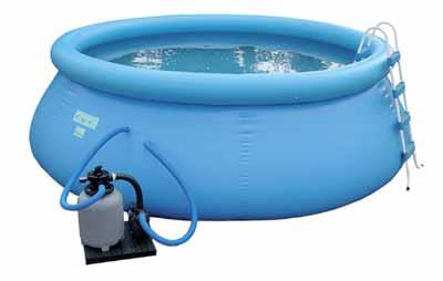 55 Pool-Set Flexi Selbstaufrichtender Pool aus beschichtetem PVC-Gewebe mit Luftwulst. Farbe: blau. Einfacher Auf- und Abbau. Bodenschutzvlies als Unterlage empfehlenswert.