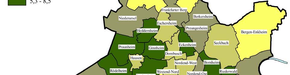 Das Wahlverhalten in den Frankfurter Stadtteilen 59 Abbildung 3.8 a Stadtteile sortiert nach der Veränderung des DIE LINKE.WASG-Anteils in %-Punkten Nr. Stadtteil %-Punkte Nr.