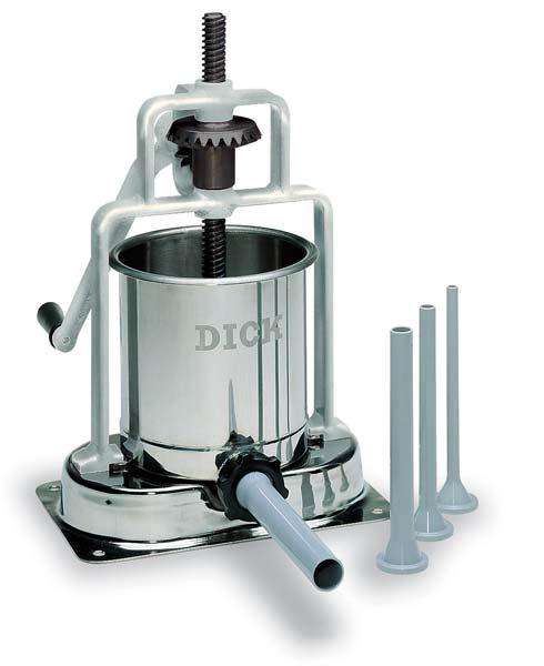 Table Sausage Filler, stainless 2 speeds, can be disassembled quickly for easy cleaning, including filling tubes 12 mm/ 3 /8, 18 mm/ 1 /2, 22 mm/ 3 /4 and 30 mm/1 diameter.