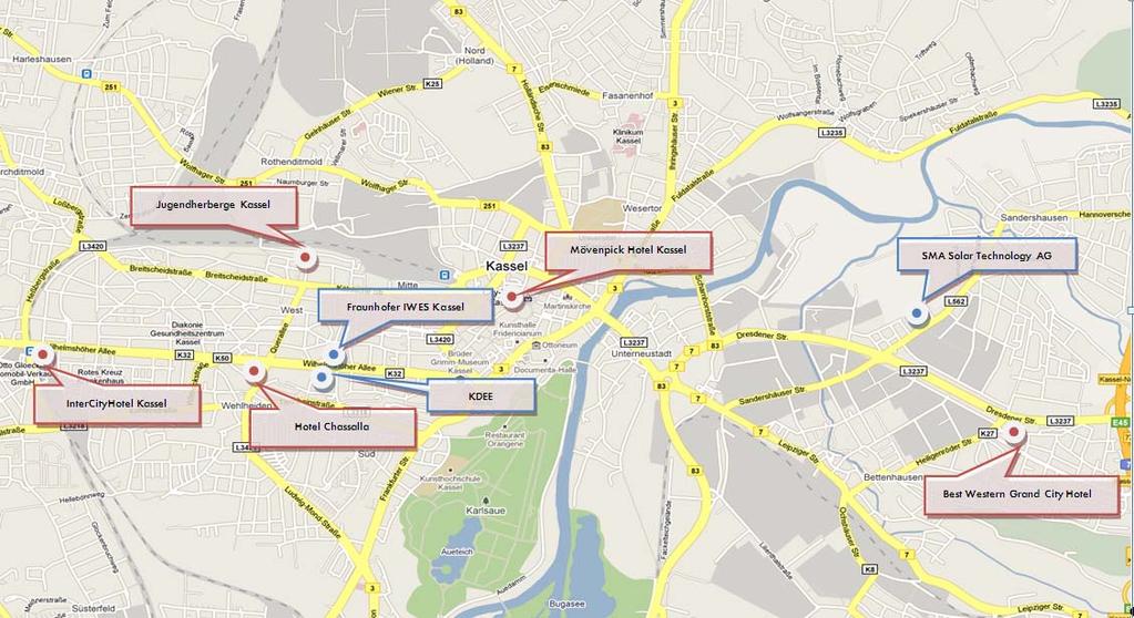 Übernachtungsmöglichkeiten Die Hotelübernachtungen in Kassel werden durch die Besucher des IEEE Chapter Meetings selbst gebucht und beglichen. Wir empfehlen beispielsweise die unten folgenden Hotels.
