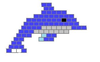 Delfin (flach) Rocailles in blau, weiß und schwarz Faden Nadel Schere 1 Beginnt in der Reihe, in der sich der Kopf befindet und