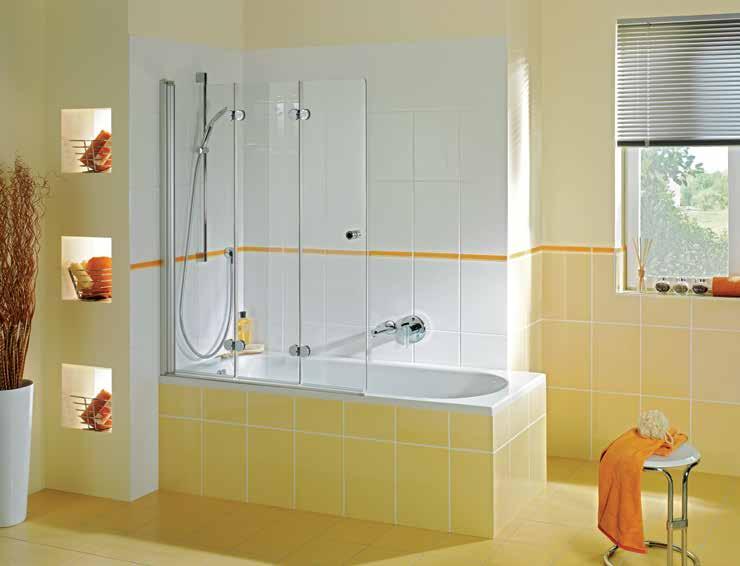ELANA KOMFORT TYP 1666 ELANA KOMFORT Badewannendrehfalttür 3-teilig ORTEIL Türelemente können komplett an die Wand angeklappt werden Badewanne kann auch als Dusche genutzt werden 6 ELANA KOMFORT