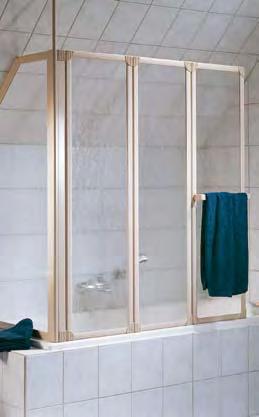 Optional die Seitenwand mit Verstrebung. Prima Eckfaltwand, 3-teilig Prima, wie eine Kabine für den Duschbereich einer Badewanne!