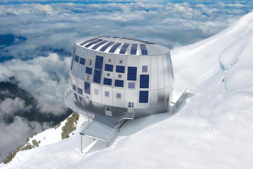 Öko-Ei am Mont Blanc neue Gouter-Hütte (3817 m)